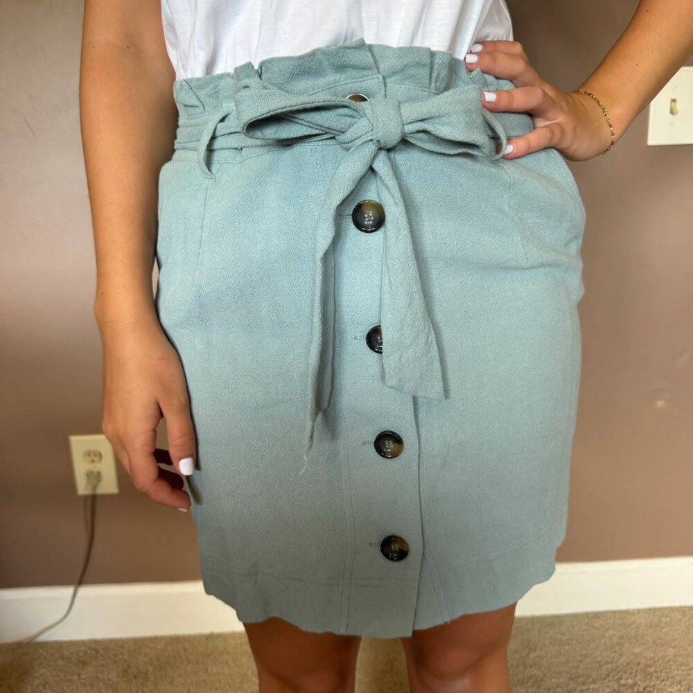 Sage Green Paperbag Button-Front Skirt – a father's love – Size M